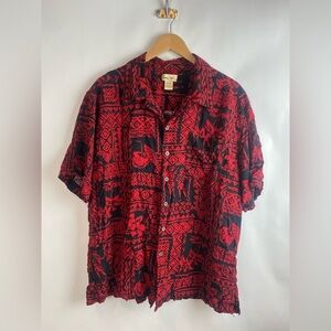 Panama Jack size 2XL‎ Men’s Red Black Short Sleeve Button Up Hawaiian Shirt